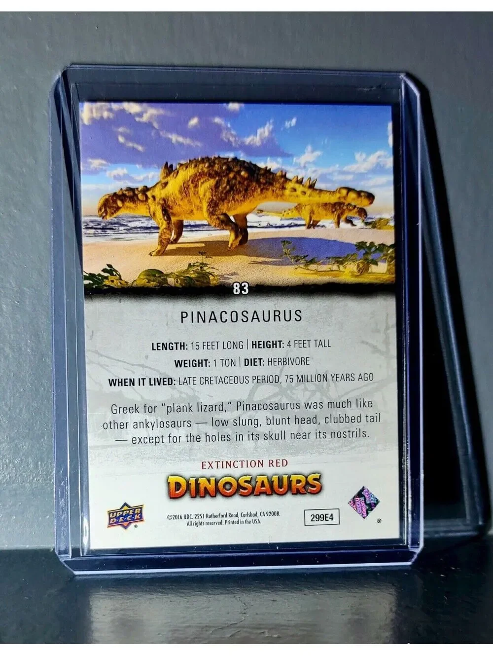 2015 Upper Deck Dinosaurs Pinacosaurus Extinction Red Parallel #83 Card